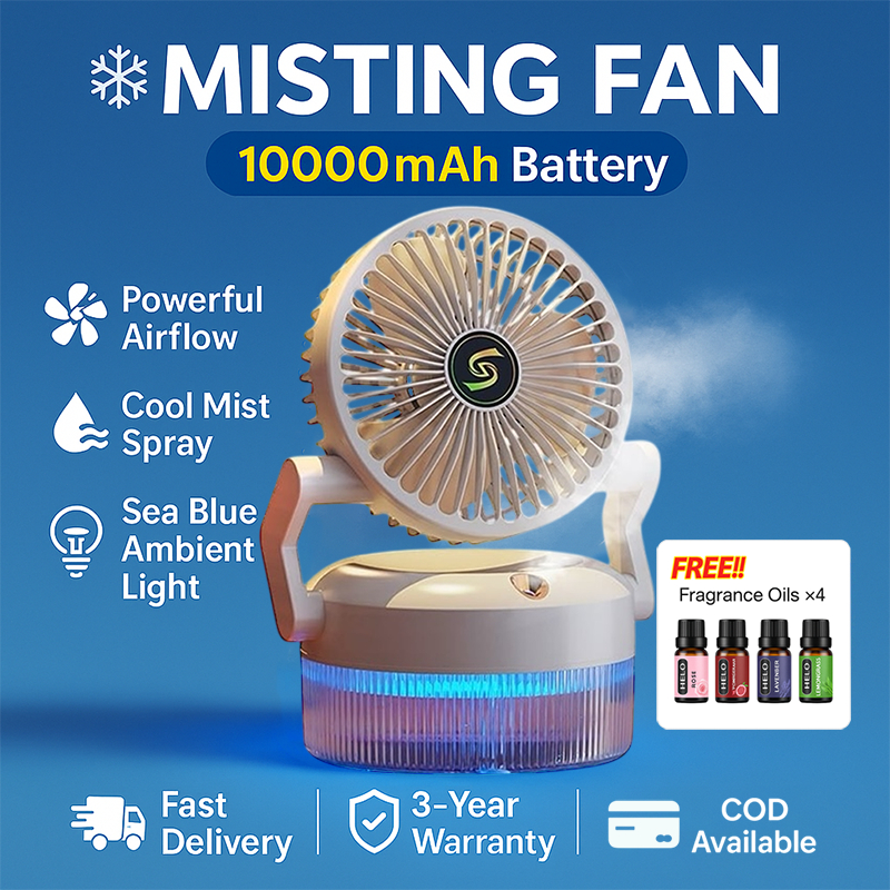 Desk fan Humidifying Fan Cooling Fan USB Rechargeable Fan Folding  Telescopic Mist Spray Small Fan