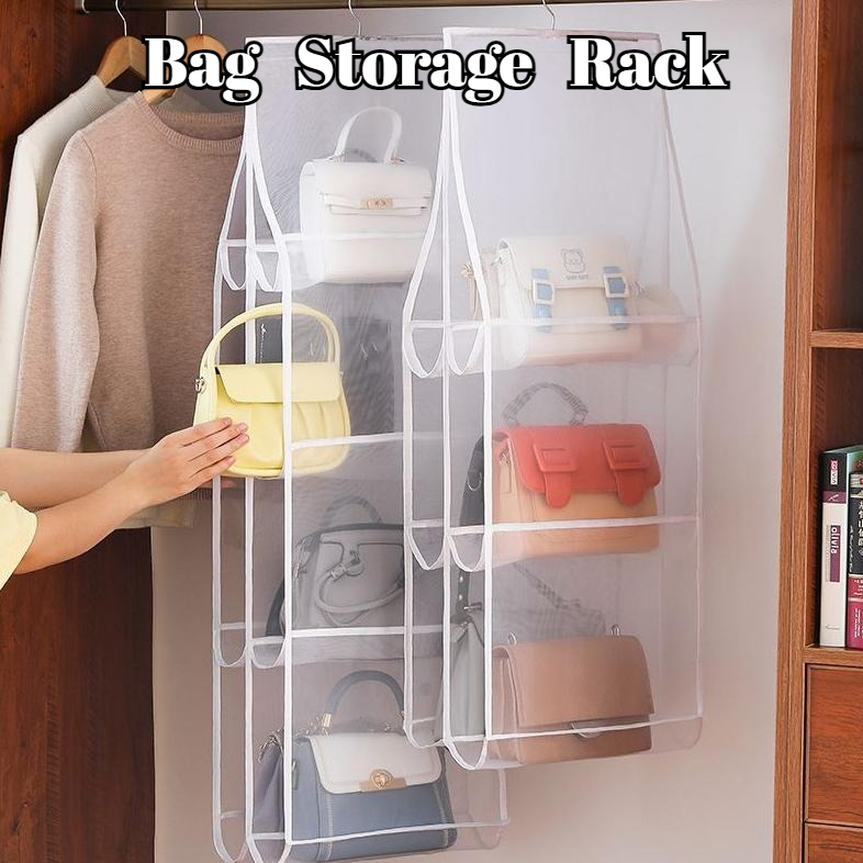 Bag Storage Holder 6 Pockets Hanging Rack Organizer Bag Purse Handbag ...