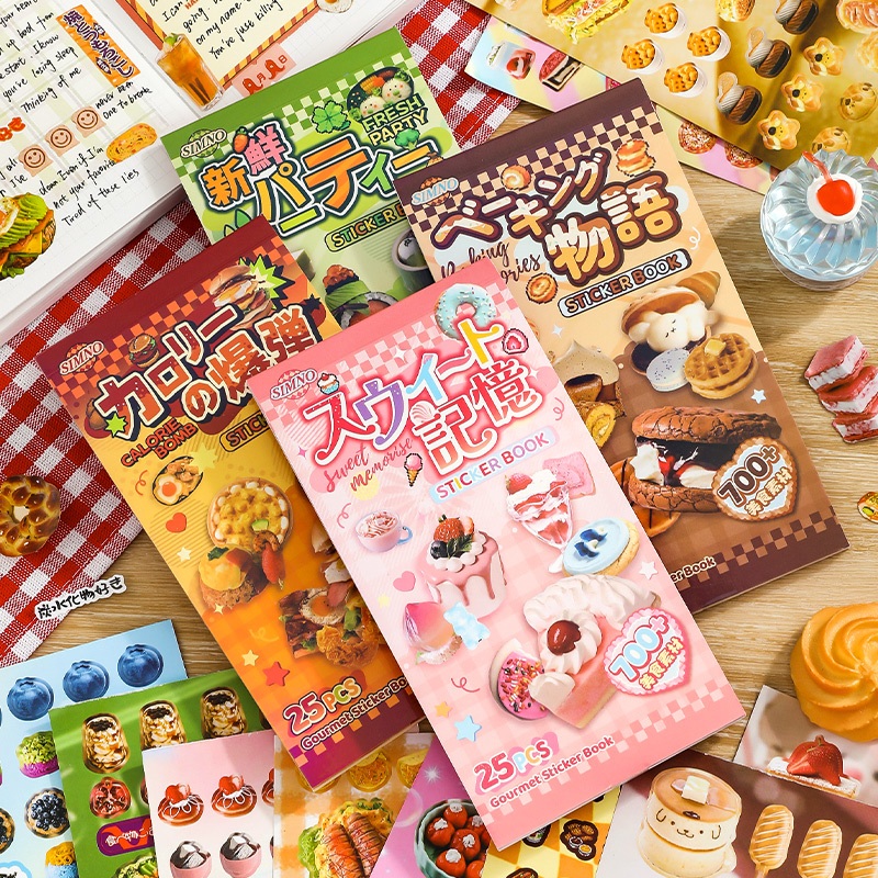 25p Food Series Stickers Japanese Style Old Cake Dessert Cute Material ...
