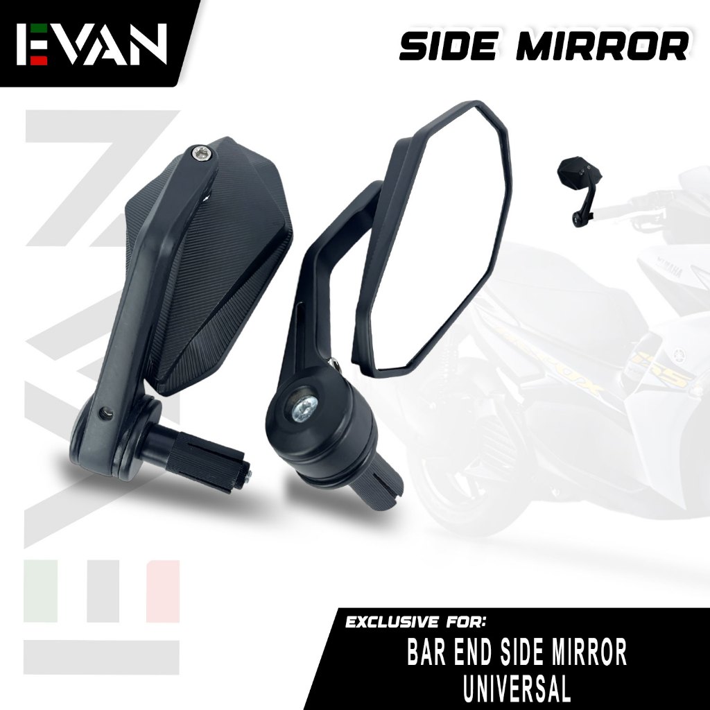 EVAN ph Short Stem Slim Design Universal Bar End Side Mirror for ...