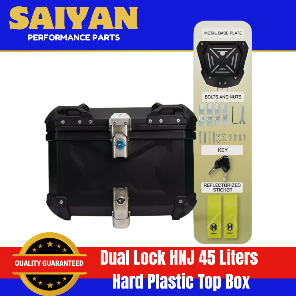 Dual Lock HNJ 45 Liters Hard Plastic Top Box Compartment | Shopee ...