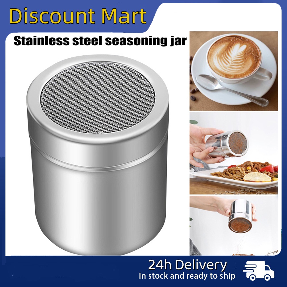 Powder Sugar Shaker with Lid Stainless Steel Powder Shaker Powder ...