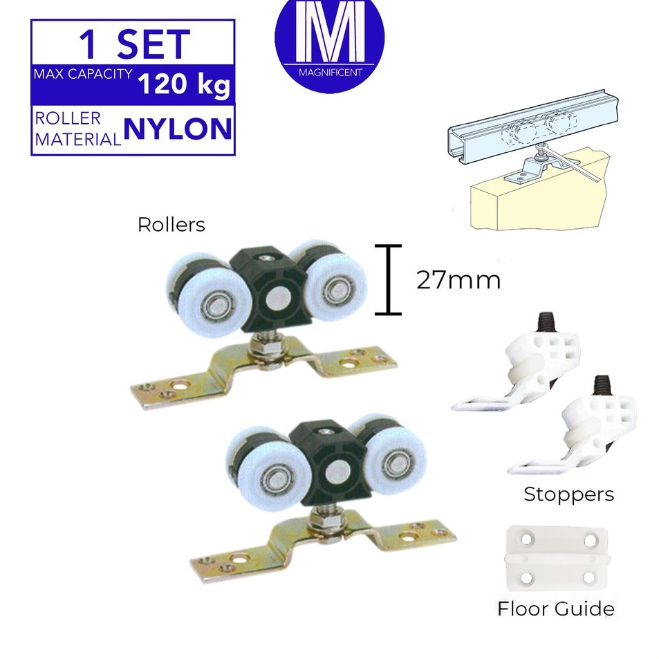 Heavy Duty 27mm Nylon Hanger Roller (2 Pieces) Sliding Roller | Shopee ...