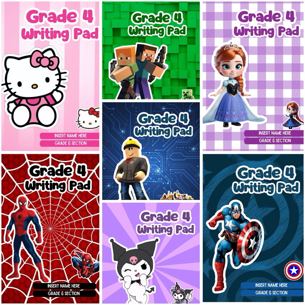 PERSONALIZED PAD PAPER FOR KINDER, GRADE 1, 2, 3, & 4 (LAMINATED COVER ...
