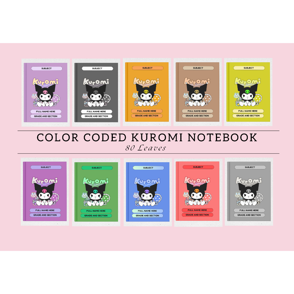 Kuromi-Themed Color-Coded Notebook – Personalized, 80 Leaves (Stapled ...