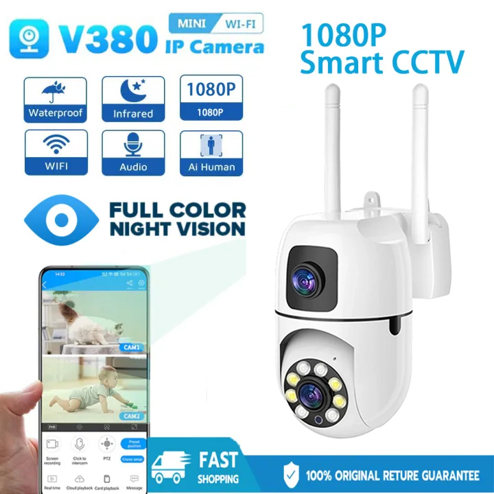 CCTV Camera V380 Pro Outdoor Waterproof Night Vision 5G NO WIFI Needed ...