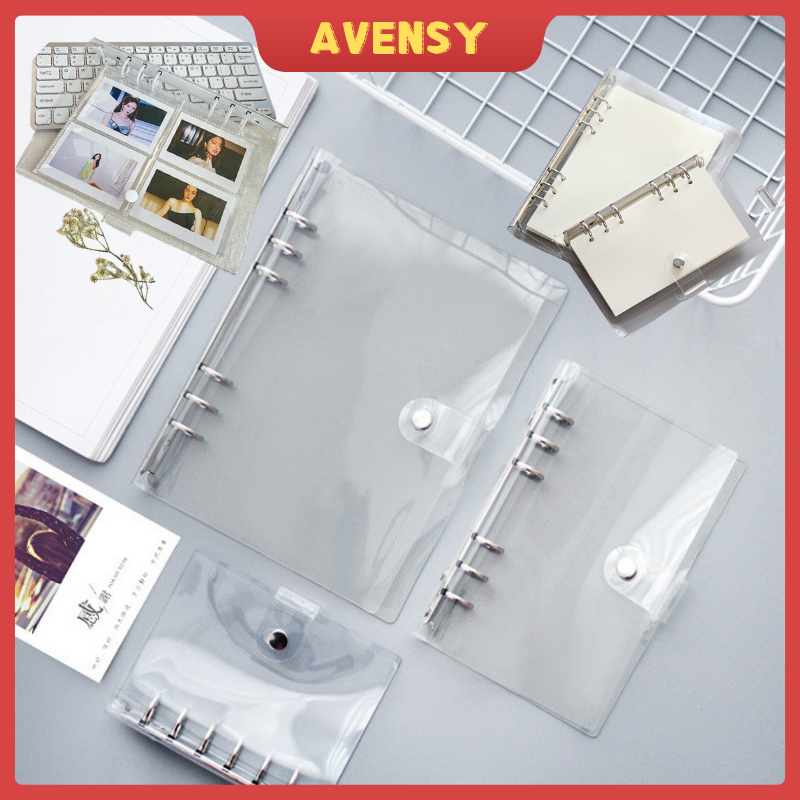 A5/A6 6 hole Transparent Binder Glitter Transparent Zipper Binder K-pop ...