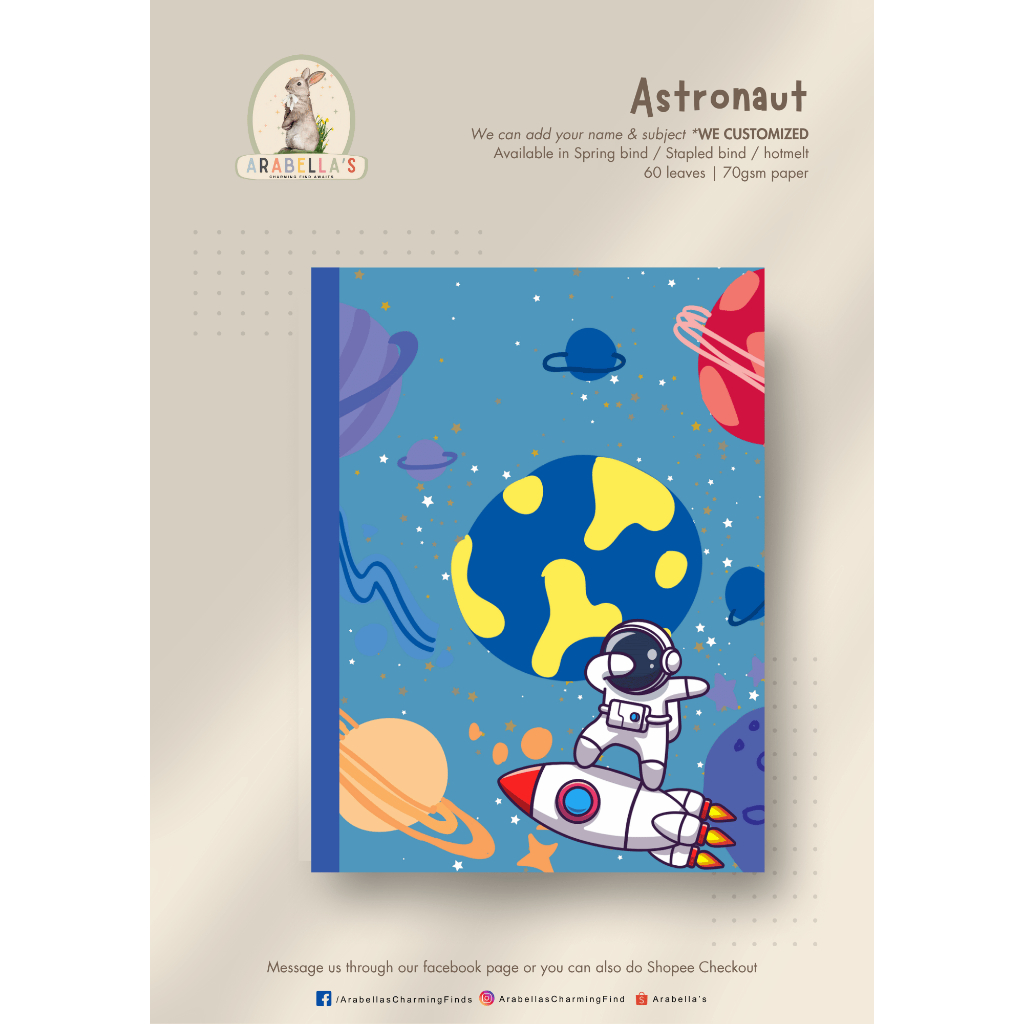 Astronaut Design STAPLED A5 Notebook | Composition / Writing | 60 ...