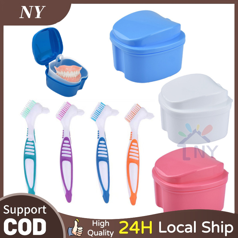 Denture Bath Box Denture Clean Brush False Teeth Storage Box With ...