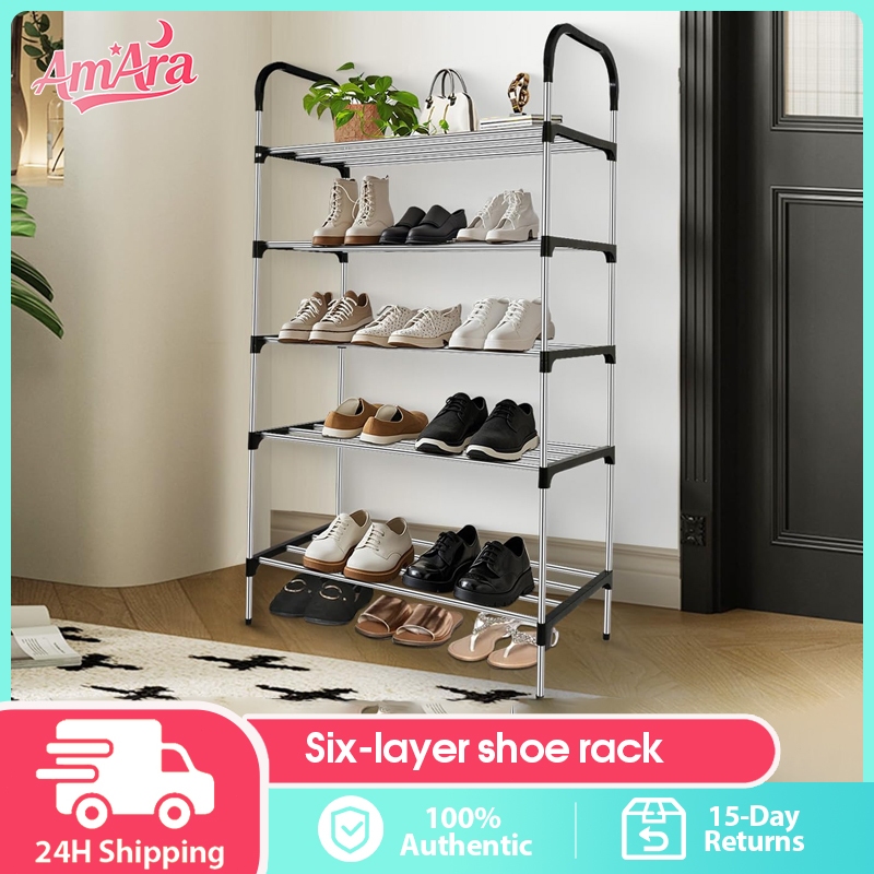 AmAra-6 Layer shoe rack Tier Colored stainless steel Stackable Shoes ...