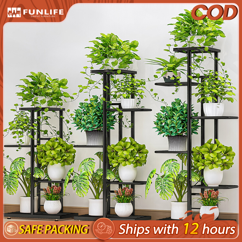 Plant Rack 5/6/8 Tiers Iron Indoor Outdoor Garden Yard Flower Stand ...