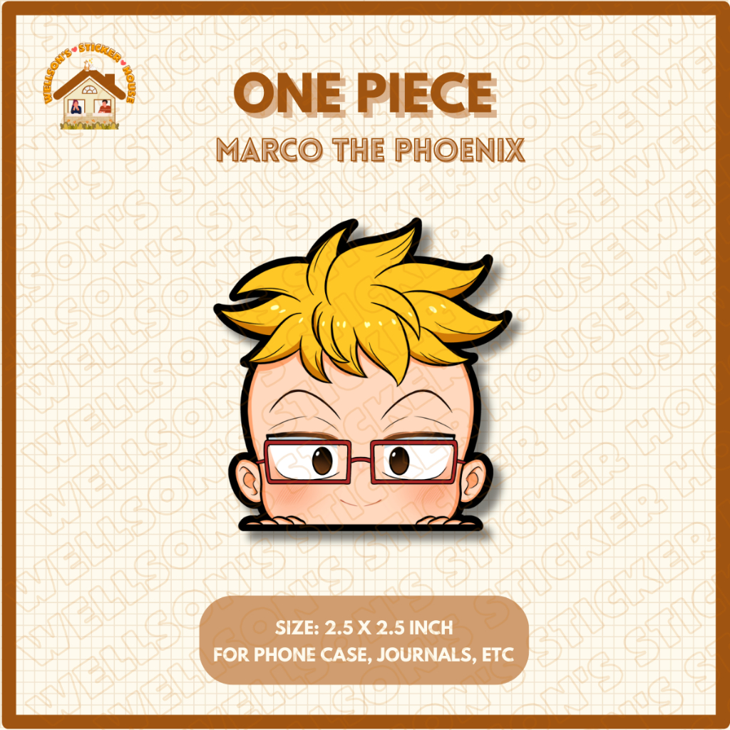 Anime One Piece Marco the Phoenix Vinyl Waterproof Matte Peeker Sticker ...