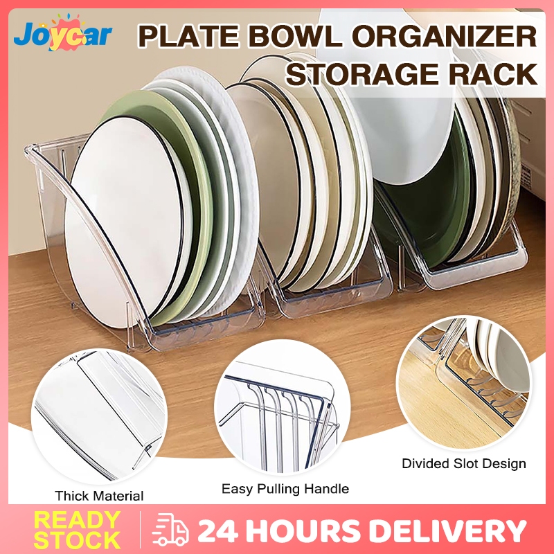 1PC Transparent Plastic Plate Bowl Pot Lid Organizer Rack Cabinet Shelf ...