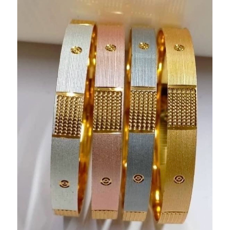Bangles Laser Gold PLATED and Coated 4pcs | Shopee Philippines