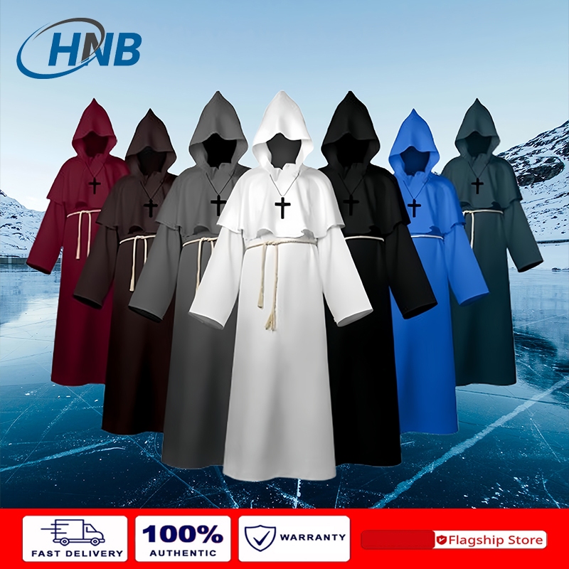 Medieval Monks Hooded Priest Robe Wizard Halloween Cosplay Costume ...