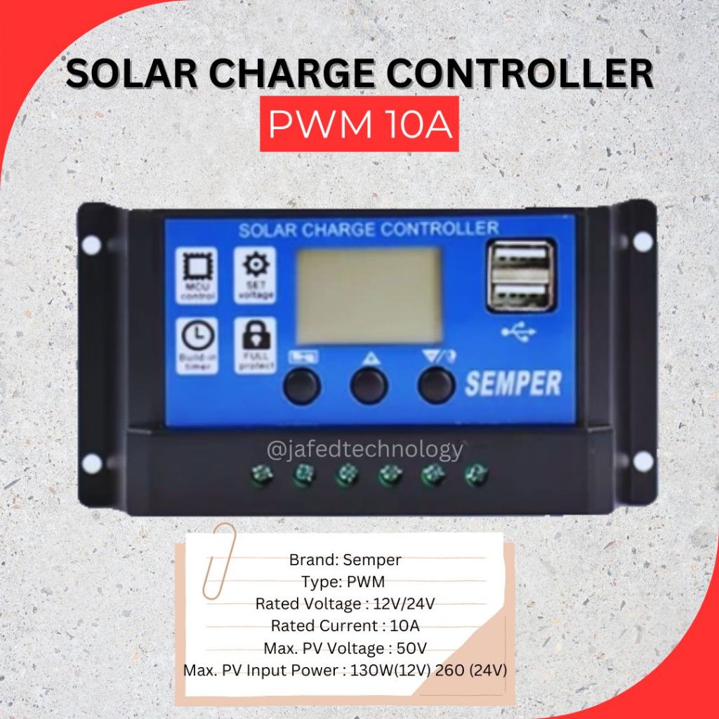 SEMPER 10A 20A 30A 12V|24V Auto PWM Solar Charge Controller with USB ...