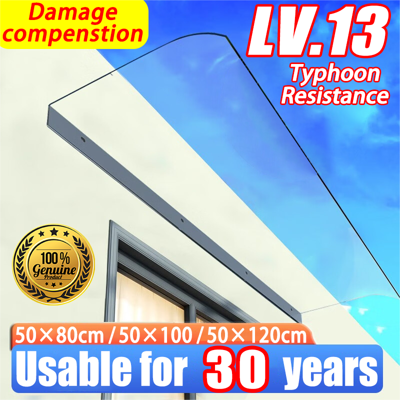 Heavy Duty Awning Canopy Transparent Mute 40-120cm Waterproof PC Board ...