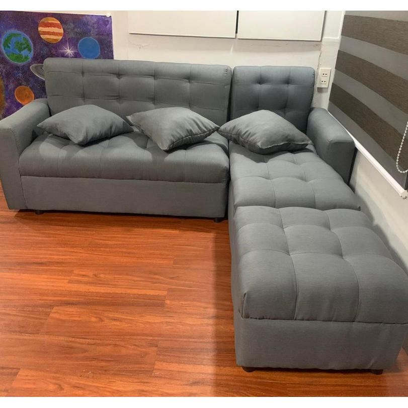 LSHAPE SOFA GRAY FABRIC "DIMPLE"(FREE DELIVERY MANILA) Shopee