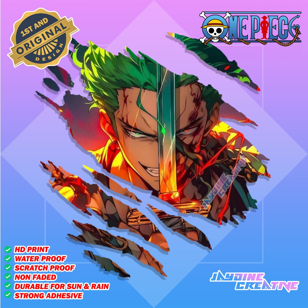 New One Piece Fan Art Ai Scratch Design Sticker Indoor Outdoor Vinyl ...