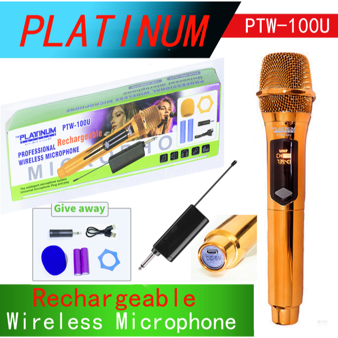 cod PLATINUM Wireless Microphone UHF charging microphone Propesyonal na ...