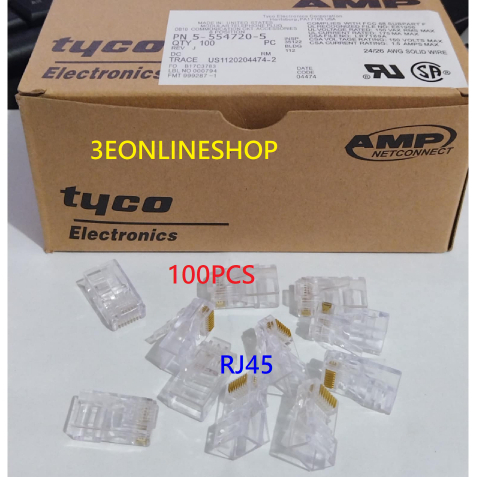 AMP Tyco RJ45 Connector 100PCS cat5e COMPUTER LAN CABLE CONNECTOR 8P8C ...