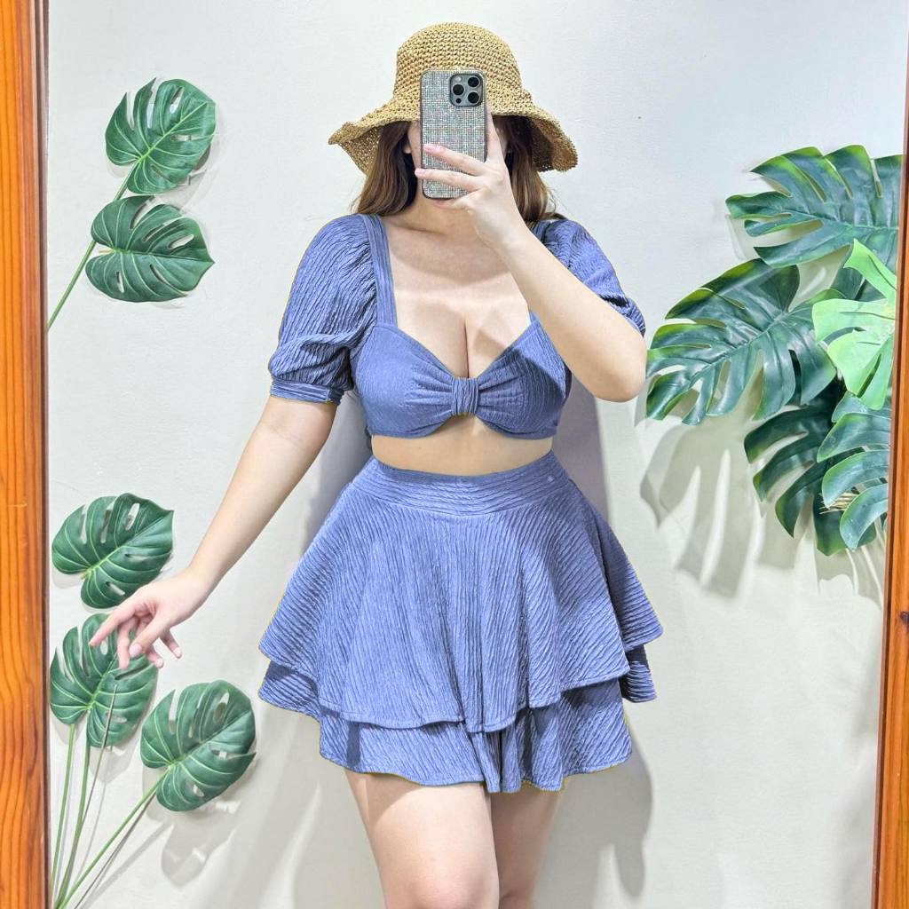 AICA TERNO SKIRT WITH SHORT PADDED TOP SUMMER WEAR BEACH OOTD HIGH WAIST SUMMER COORDINATES Shopee Philippines