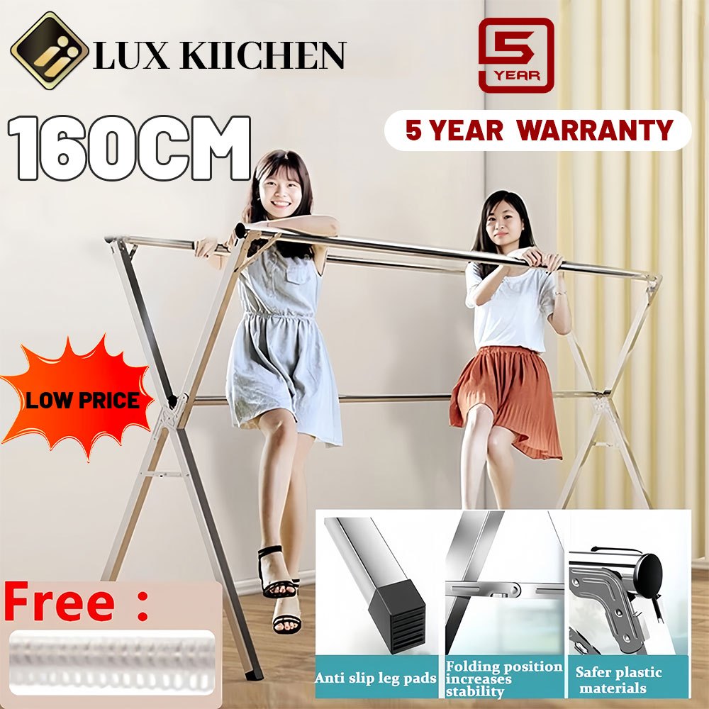【COD】160CM Sampayan Stainless Heavy Duty Sampayan Foldable Clothes Rack