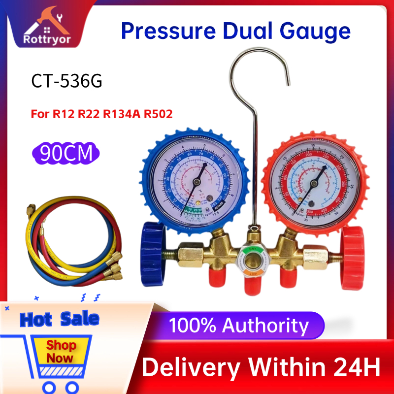 R22 R134a R502 R12 Manifold Gauge Set Refrigeration Air with Hoses ...