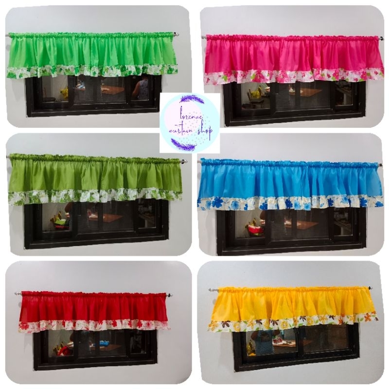 valance curtain plain with printed raffles 60x15 inches | Shopee ...