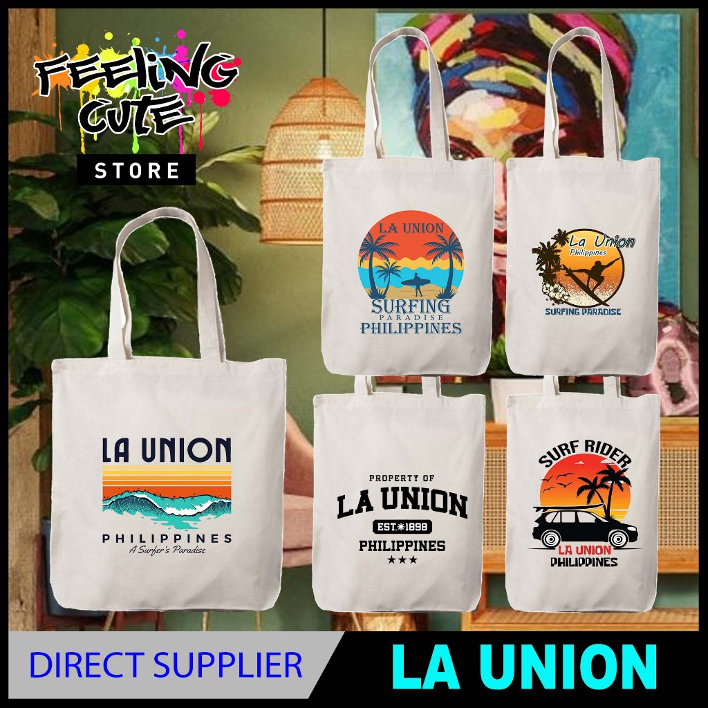 ELYU LA UNION Design Tote bag Katsa Canvas High Quality | Shopee ...