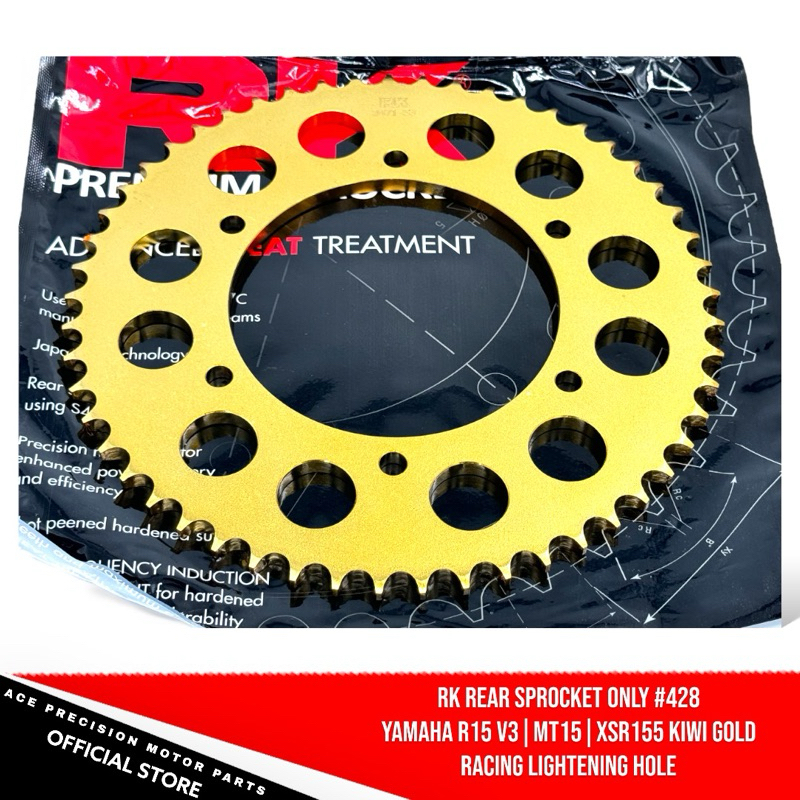 RK REAR SPROCKET ONLY R15 V3/ MT15 #428 LIGHTENING HOLE GOLD SERIES ...