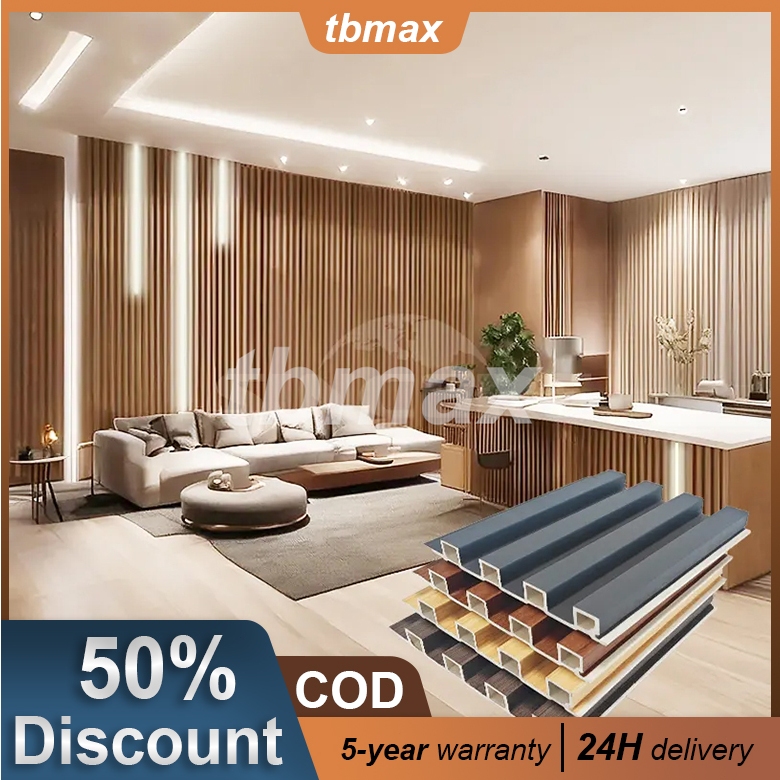 WPC Fluted Wall Panel Sticker Waterproof Grille Design Ecological Board