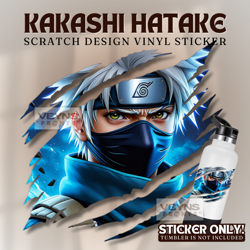 NARUTO: KAKASHI HATAKE SCRATCH DESIGN VINYL STICKER FOR TUMBLER, CAR ...
