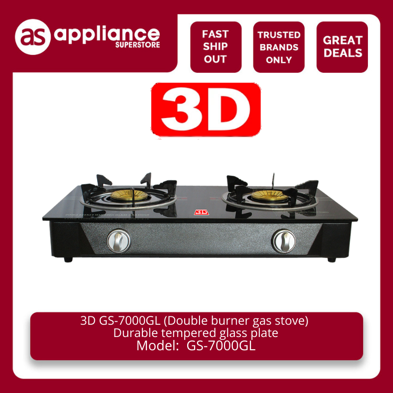3D GS7000GL (Double burner gas stove) Durable tempered glass plate