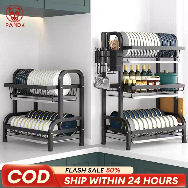【Carbon steel anti-rust】Dish Rack Kitchen Organizer Dish Drainer Plate ...
