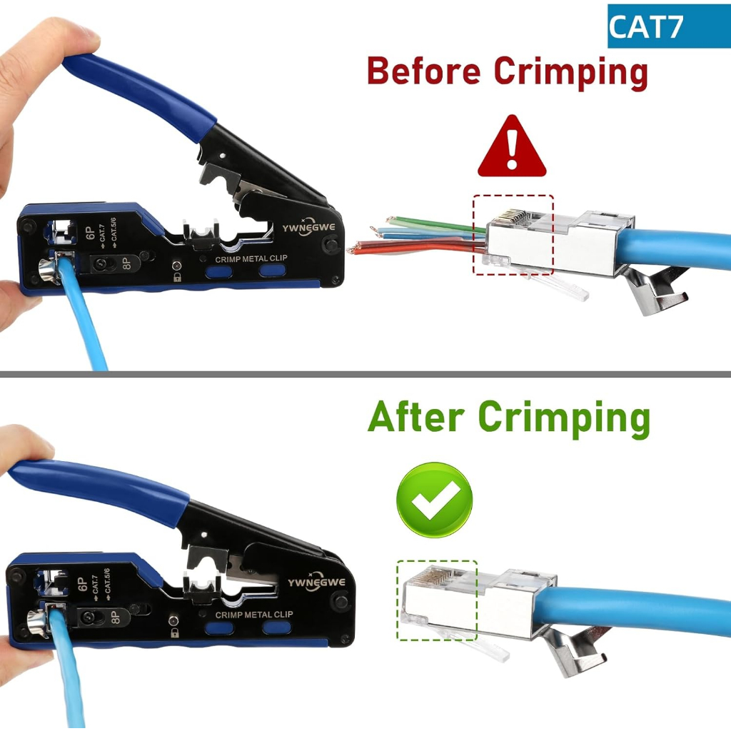 ALLAN RJ45 Crimp Tool PassThrough Cat7 Cat6A Cat6 Cat5e Cat5 RJ45 ...