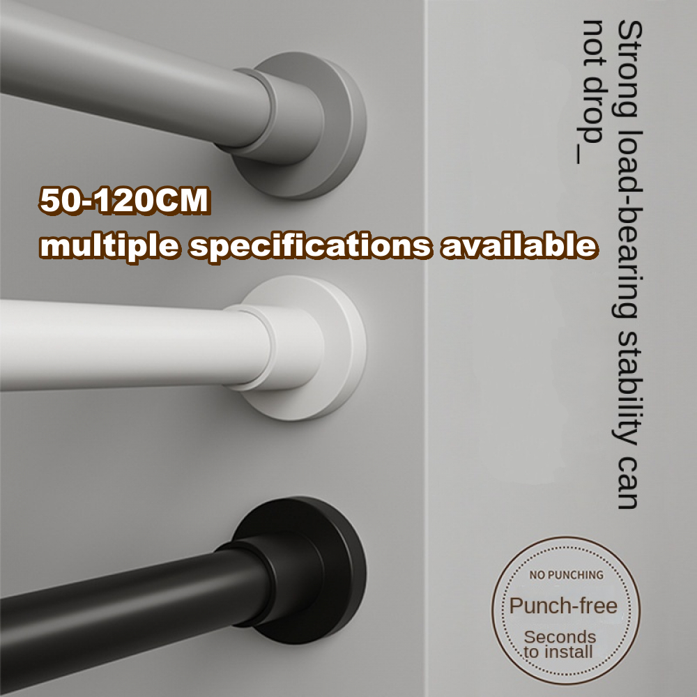 Punch-free Shower Curtain Rod Extendable Stainless Steel Adjustable ...