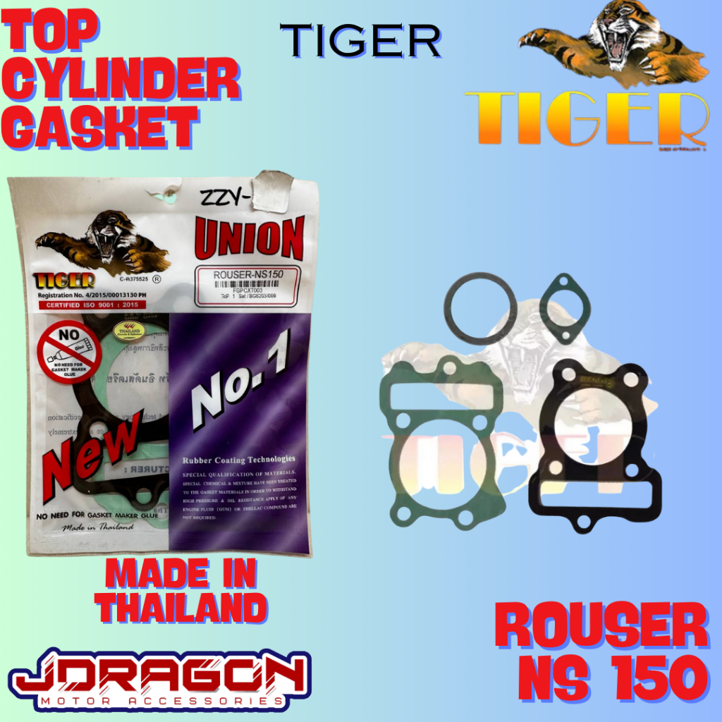 TIGER TOP GASKET SET (ROUSER NS150) CYLINDER HEAD & BLOCK SET (100% ...