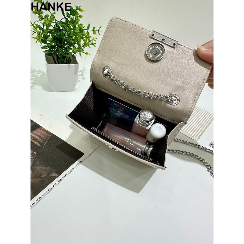 HANKE Micro Chain Crossbody Sling Leather Women Mini Sling Bag | Shopee ...