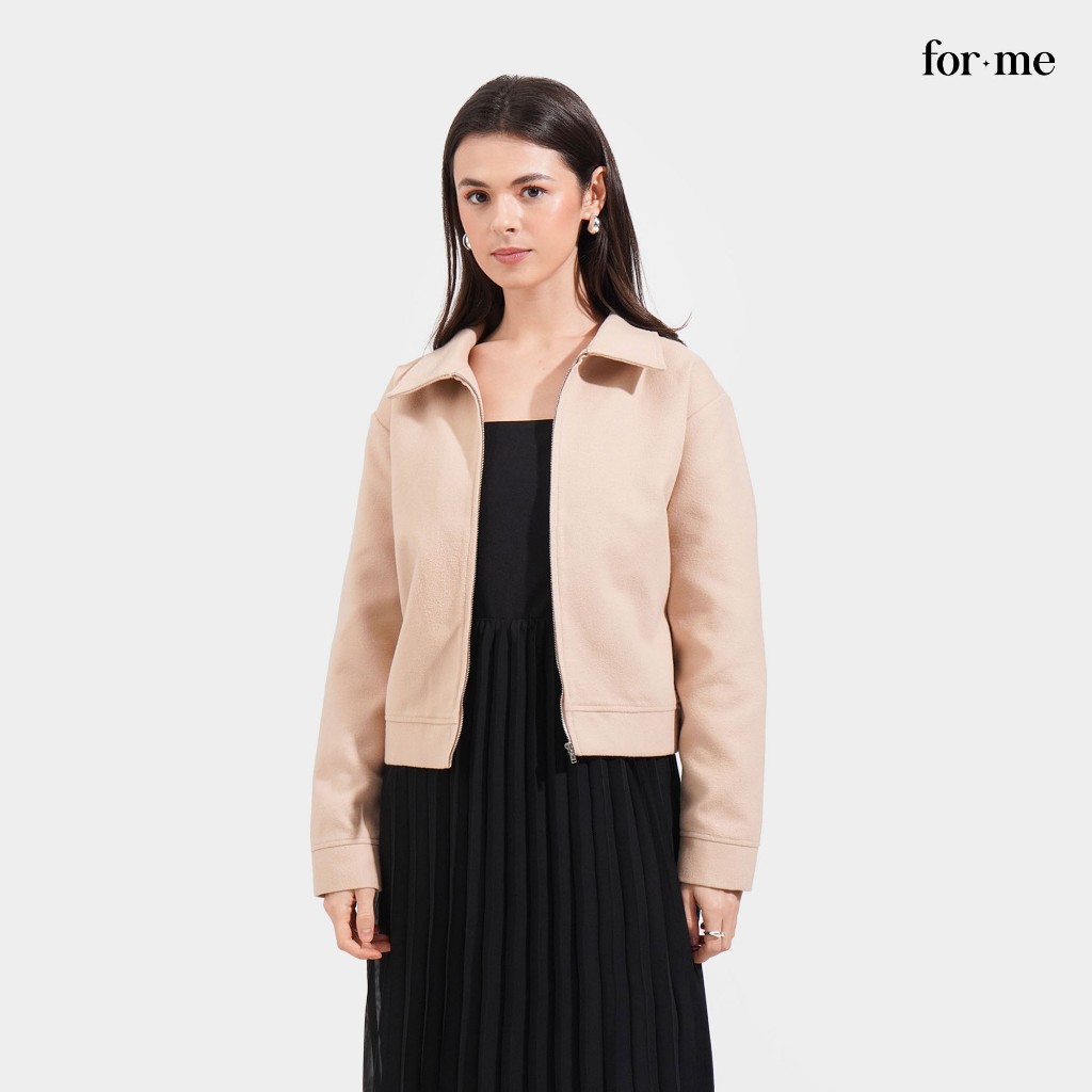 ForMe Zip Up Jacket For Women (Taupe) | Shopee Philippines