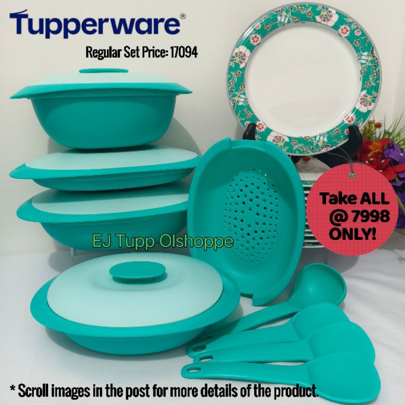Tupperware Take ALL Set ( 12plates + 4 microwaveable servers ) | Shopee ...