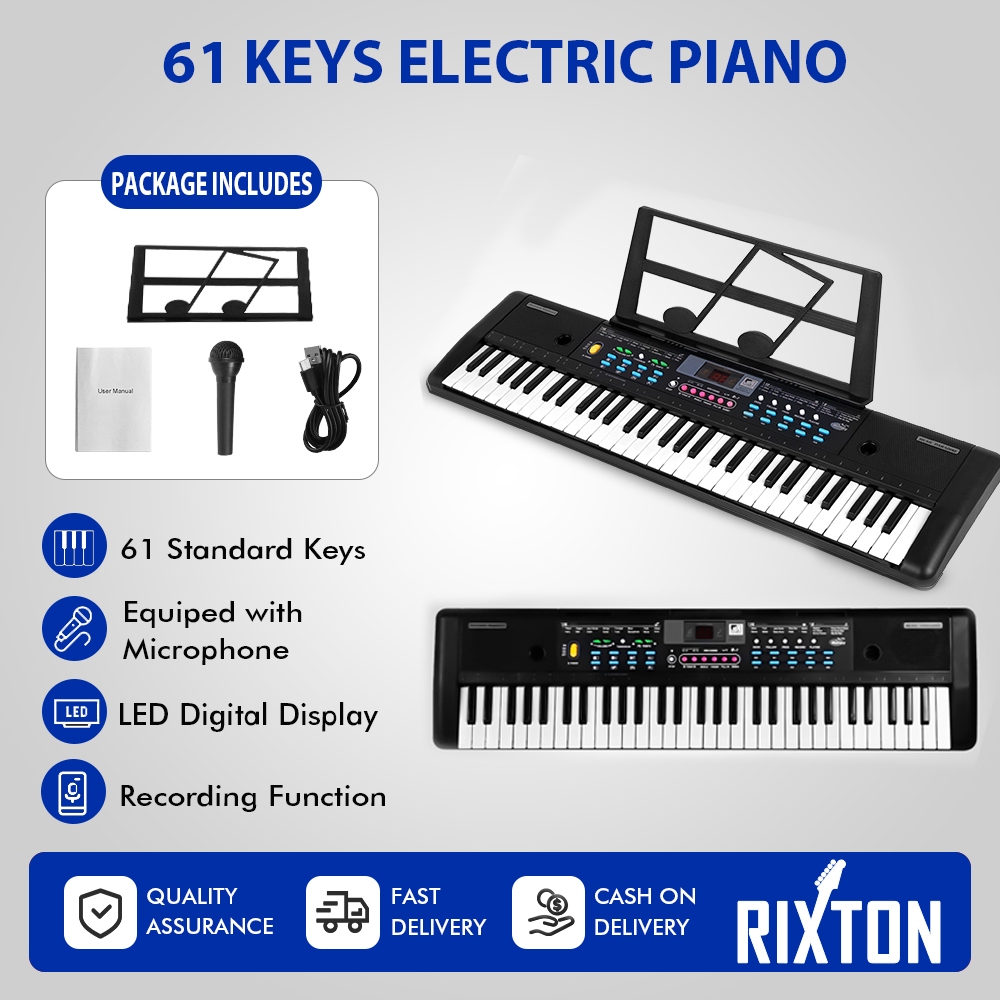 RIXTON 61 Key Keyboard Piano, Electric Piano Keyboard with 16 Voices