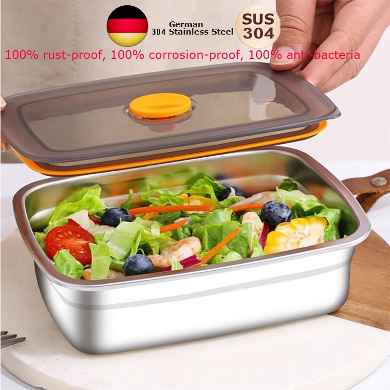 304 Stainless Steel Fresh keeping box with sealed Cover No leakage food ...