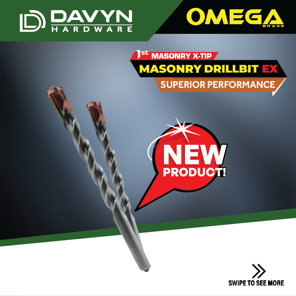 OMEGA Masonry Drill Bit EX - X Tip - For Masonry, Concrete, Brick ...