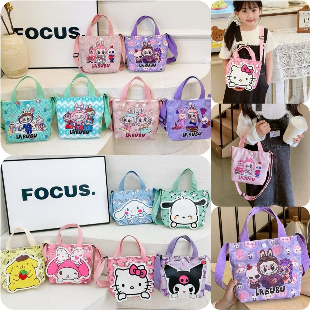 LABUBU Sanrio Cartoon Handbag Girls Cute Kuromi Cinnamoroll Children ...
