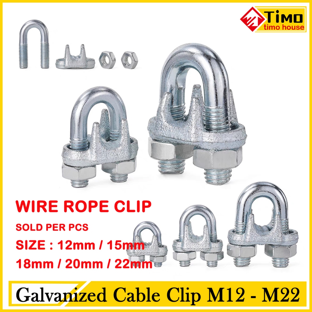12-22mm Galvanized Steel Cable Clip Wire Rope Clip Steel Clip GI Cable ...