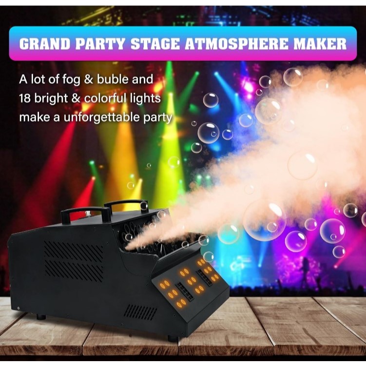 Bubble fog Machine Smoke Machine with 18 RGB LED Lights DMX Stage ...