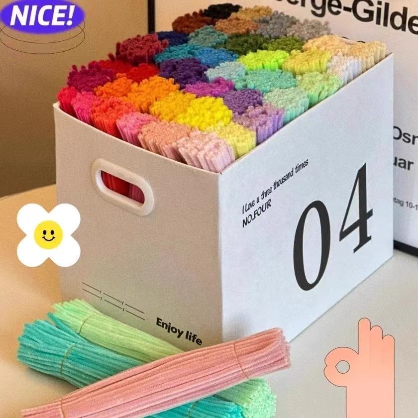 Fuzzy wire 100pcs Multicolour Fuzzy Wire Chenille Twisting Flower ...