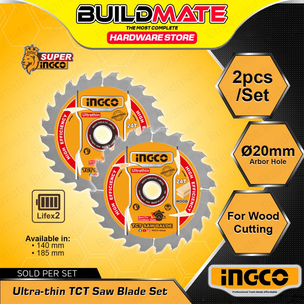 Buildmate x INGCO 2PCS 24T Ultra-Thin TCT Saw Blade Set 5-1/2