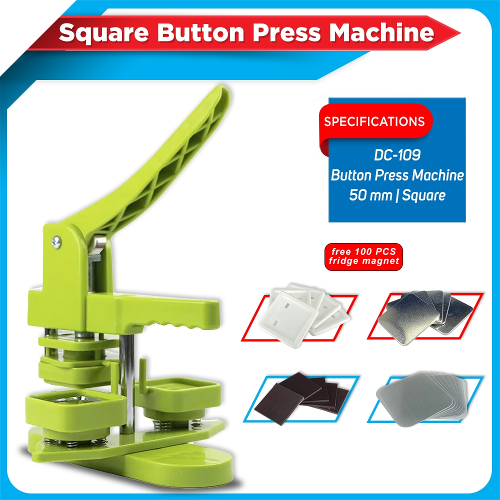Square Button Press Machine 50mm with Fridge Magnet 100set (2inch ...